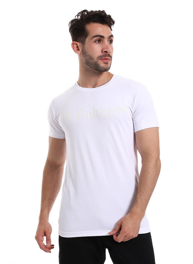 WHITE RABBIT White Rabbit Short Sleeves White Tee With "White Rabbit" Off-White Print  - Image 1