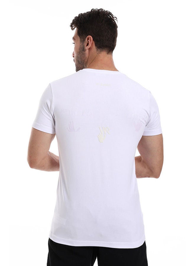 WHITE RABBIT White Rabbit Short Sleeves White Tee With "White Rabbit" Off-White Print  - Image 3