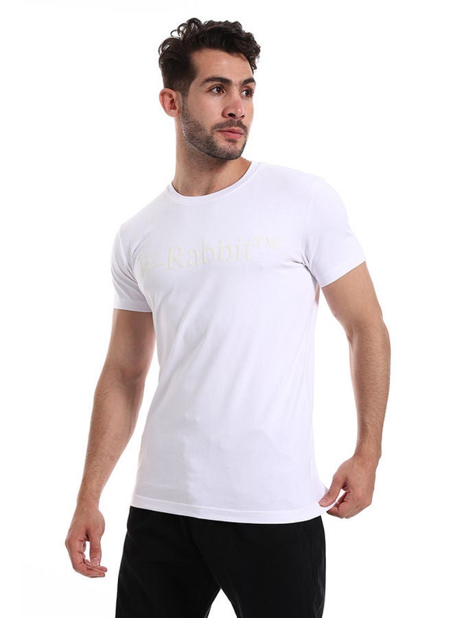WHITE RABBIT White Rabbit Short Sleeves White Tee With "White Rabbit" Off-White Print  - Image 2