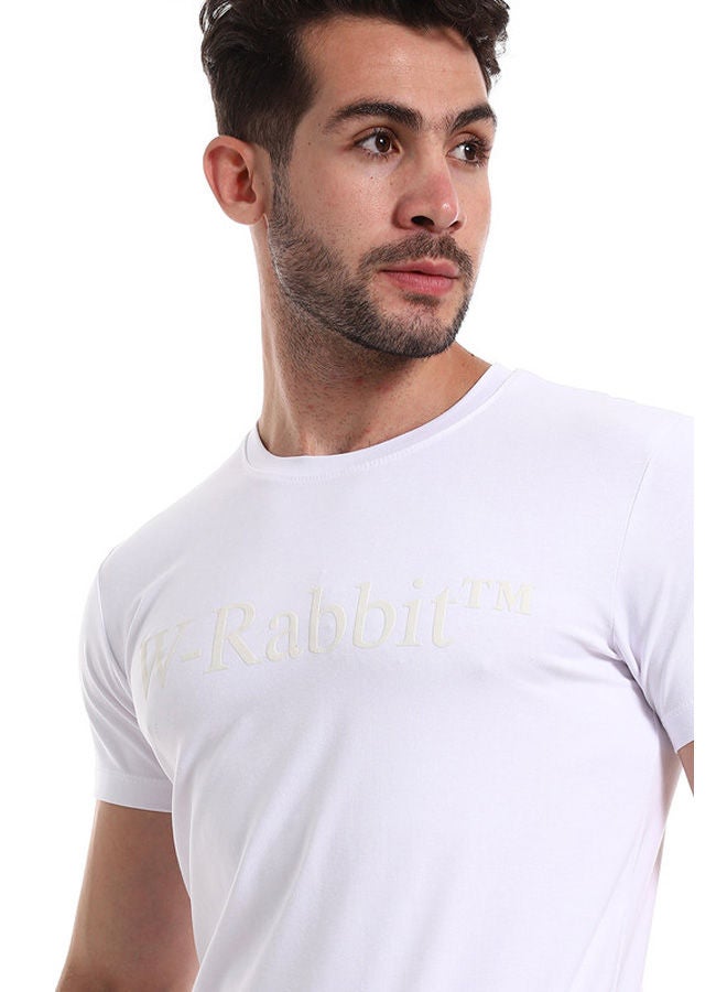 WHITE RABBIT White Rabbit Short Sleeves White Tee With "White Rabbit" Off-White Print  - Image 4