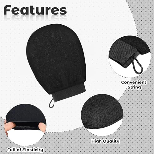 T TOPLINE Dead Skin Gloves for Dead Skin Bath Scrub Glove Body Whitening Body Exfoliator Mitt (Black) - Image 4