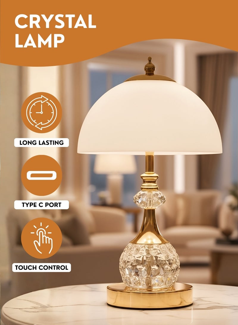 مصباح طاولة يعمل باللمس مع شحن USB - مصباح ليلي عصري بجانب السرير لغرفة النوم وغرفة المعيشة والمكتب، مصباح طاولة ديكوري ذو إضاءة محيطية - Image 1