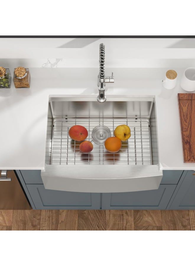 Mocoloo Farmhouse Workstation Kitchen Sink - Mocoloo 27"x22" Apron Front Sink T304 16 Gauge Stainless Steel Single Bowl Farm Style Deep Sinks - Image 3