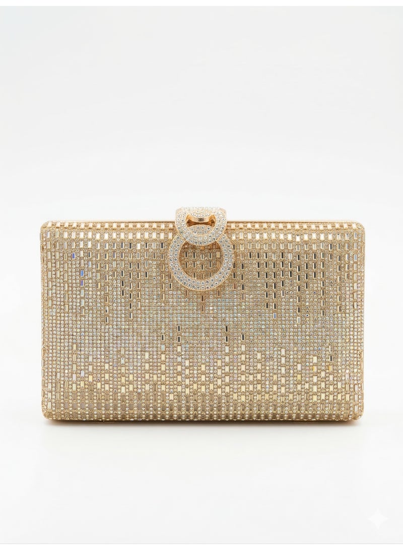 LIFESTYLISH crossbody evening bag Charmingly elegant with a circular lock ZS-9 - Gold - Image 1