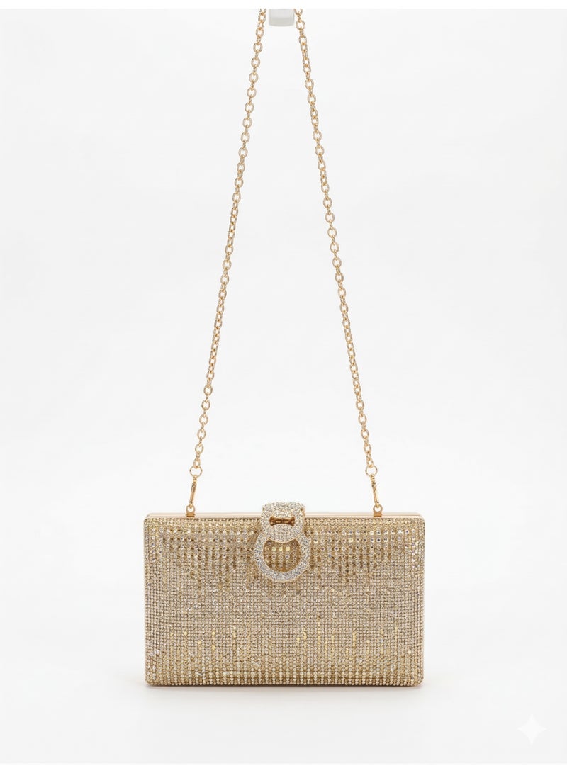 LIFESTYLISH crossbody evening bag Charmingly elegant with a circular lock ZS-9 - Gold - Image 2