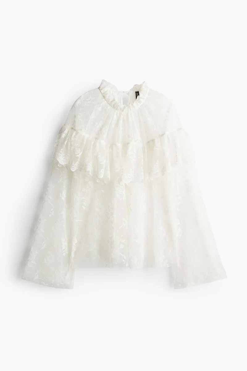 اتش اند ام Flounce-trimmed lace blouse