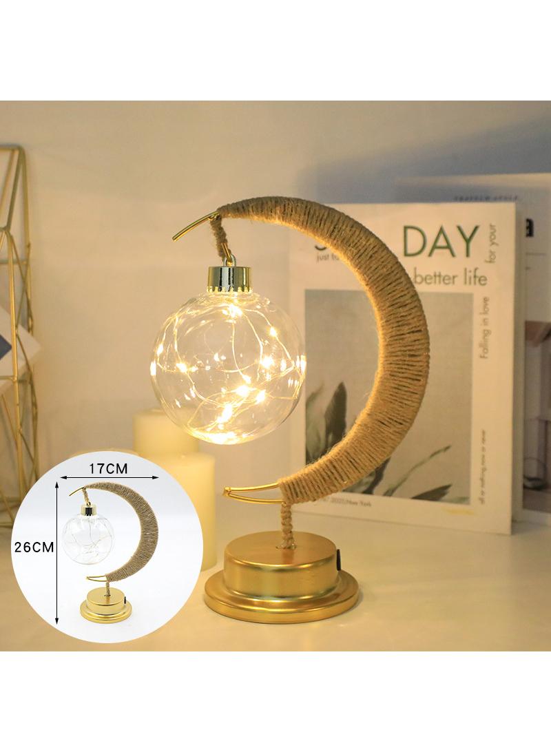 Ramadan Exquisite Decor LED Moon Night Light Without Battery Yellow-B - Image 2