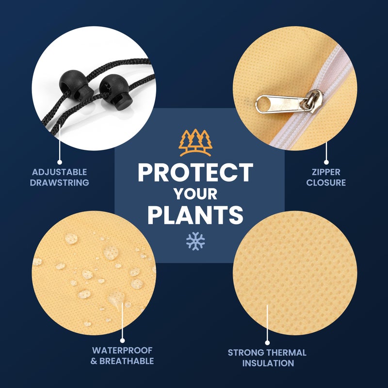 SCRUBIT Plant Covers Freeze Protection, 60 x 70 in. Frost Cloths for Outdoor Plants Fruit Trees & Shrubs with Zipper and Drawstring, Thick Winter Plant Covers - 2 Pack Tree Frost Blankets - Image 2