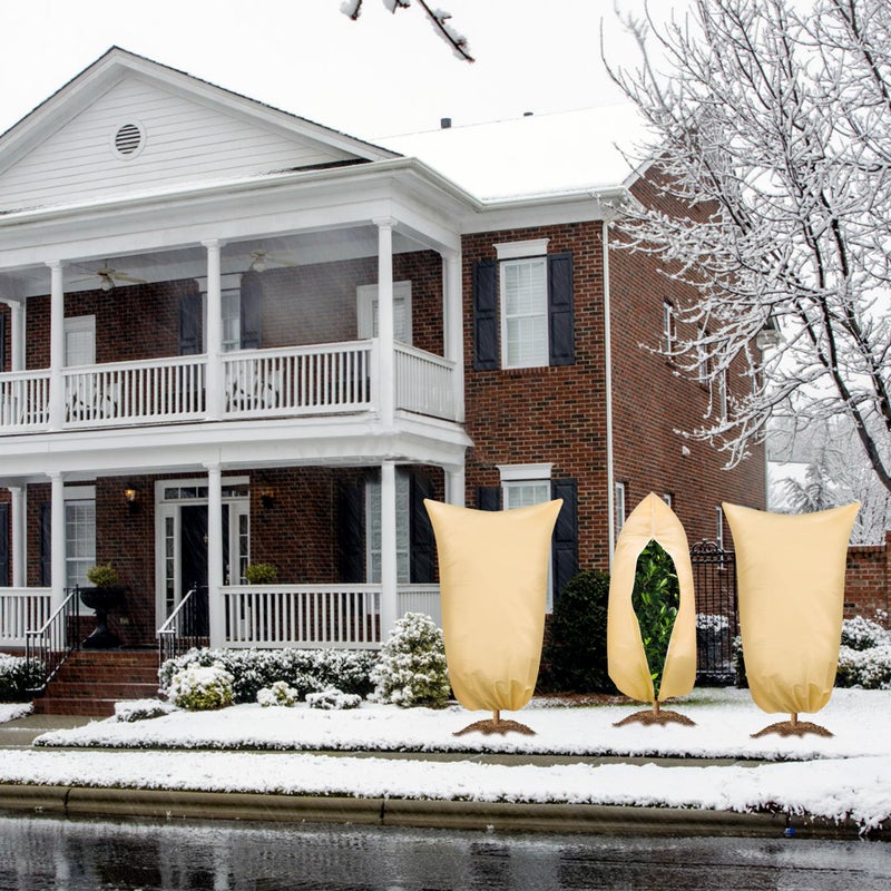 SCRUBIT Plant Covers Freeze Protection, 60 x 70 in. Frost Cloths for Outdoor Plants Fruit Trees & Shrubs with Zipper and Drawstring, Thick Winter Plant Covers - 2 Pack Tree Frost Blankets - Image 3