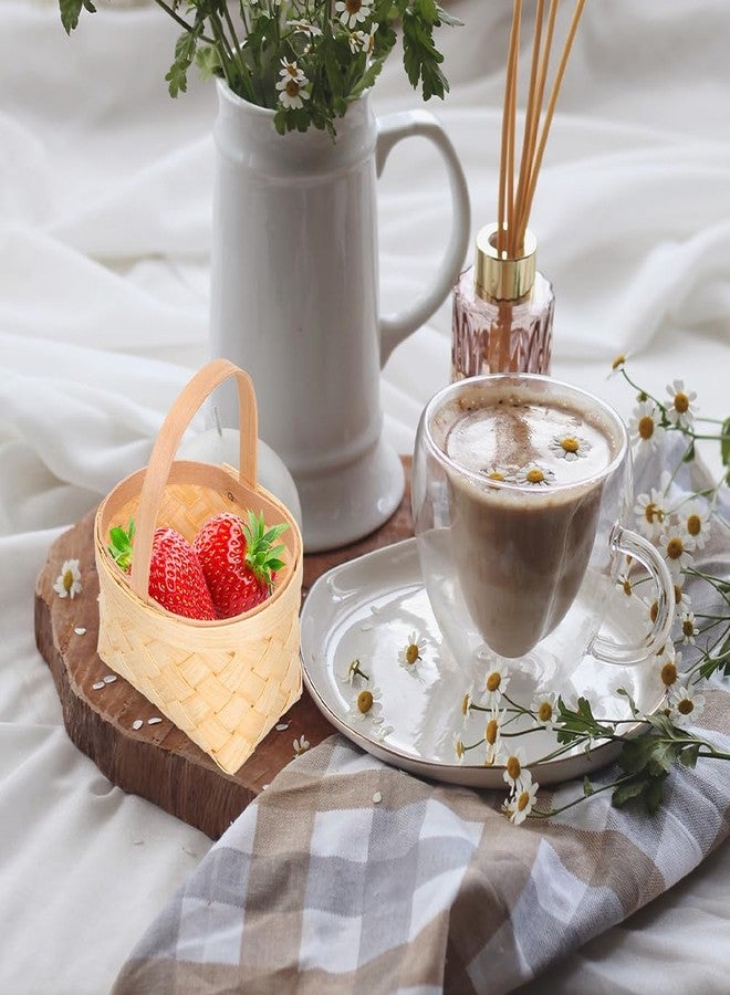 SHOWERORO مجموعة SHOWERORO من 3 سلال حلوى صغيرة منسوجة بمقابض، سلال تخزين يدوية لحفلات الزفاف وأعياد الميلاد والتجمعات، خفيفة الوزن وذات تصميم أنيق. - Image 3