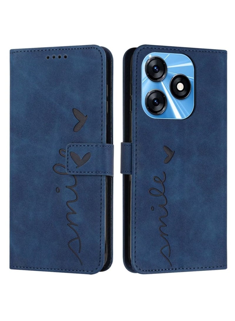 Wallet Case For Tecno Spark 10C Leather Flip Cover With Card Slots Kickstand Magnetic Closure Shockproof Blue - Image 1