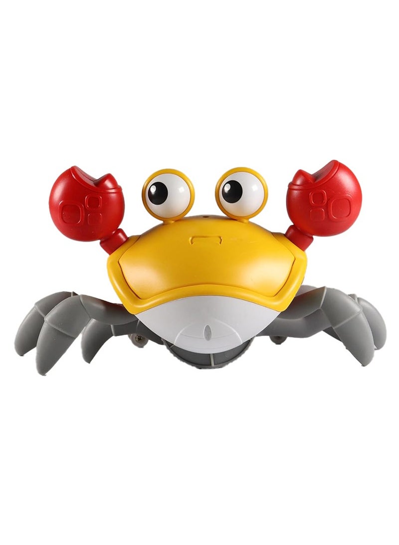 لعبة اطفال ، لعبة سرطان البحر المشي ، لعبة تفاعلية موسيقية لسرطان البحر للأطفال فوق سنة 3 سنوات ، رفيق الزحف الموسيقية والتفاعلية والتعليمية ، مناسبة كهدية عيد ميلاد للاولاد والبنات - اصفر - Image 1