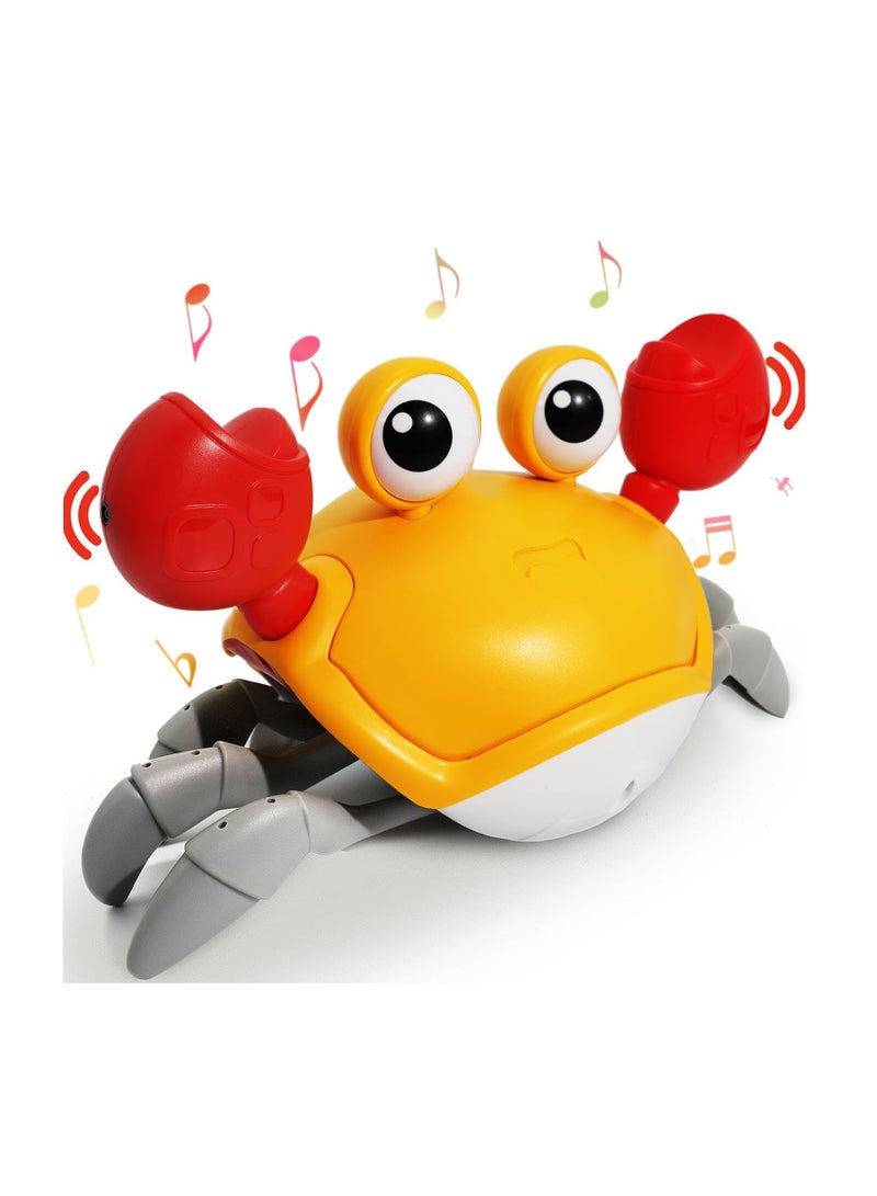 لعبة اطفال ، لعبة سرطان البحر المشي ، لعبة تفاعلية موسيقية لسرطان البحر للأطفال فوق سنة 3 سنوات ، رفيق الزحف الموسيقية والتفاعلية والتعليمية ، مناسبة كهدية عيد ميلاد للاولاد والبنات - اصفر - Image 2