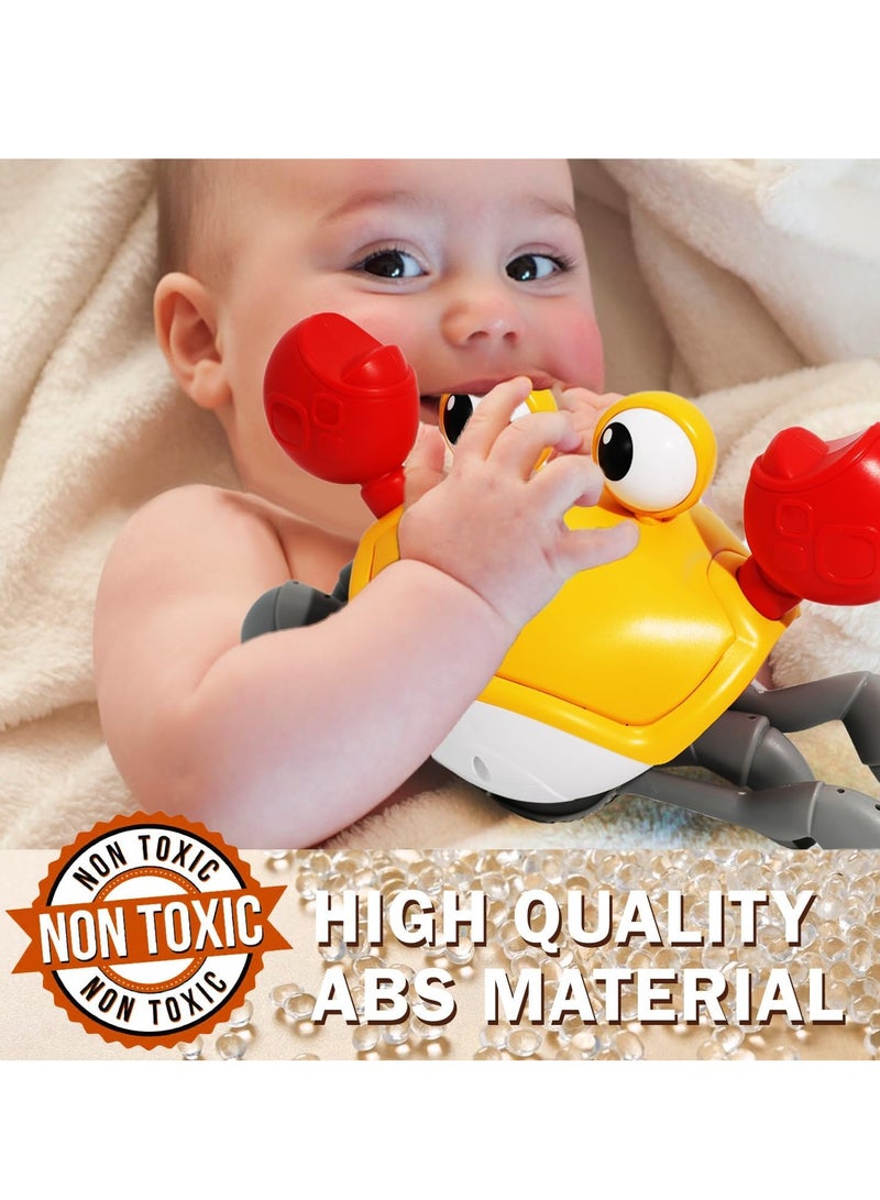 لعبة اطفال ، لعبة سرطان البحر المشي ، لعبة تفاعلية موسيقية لسرطان البحر للأطفال فوق سنة 3 سنوات ، رفيق الزحف الموسيقية والتفاعلية والتعليمية ، مناسبة كهدية عيد ميلاد للاولاد والبنات - اصفر - Image 5