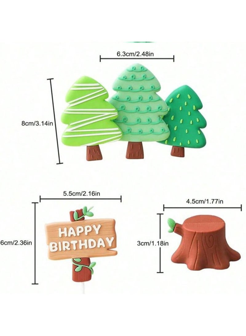 Birthday Decoration – Cake Toppers and Picks Set Perfect for birthdays and parties, featuring a "Happy Birthday" message and cute jungle animal designs. Set includes 9 pieces - Image 4