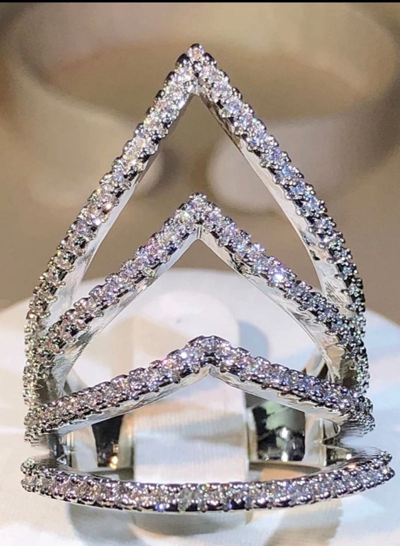 STRATEG 925 Sterling Silver Cubic Zirconia Studded Ring - Image 1