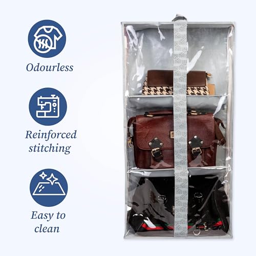 Homestrap Handbag Hangease 3 Layer Bag Organizer Cover for Handbags|Transparent Storage Bag - Image 4