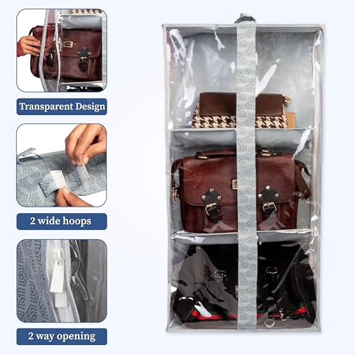Homestrap Handbag Hangease 3 Layer Bag Organizer Cover for Handbags|Transparent Storage Bag - Image 3