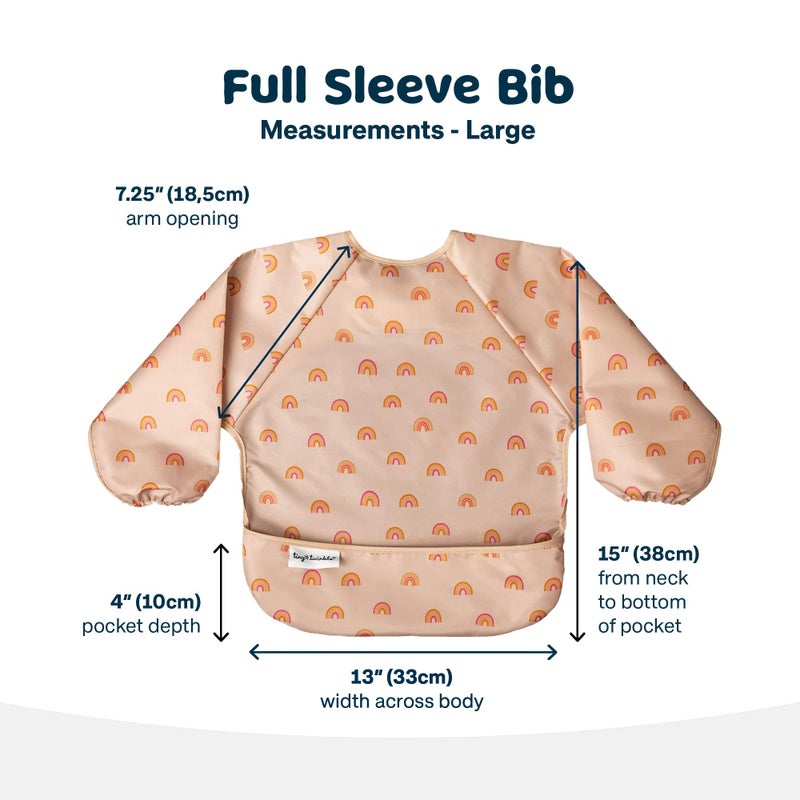 Tiny Twinkle Long Sleeve Bib for Babies & Toddlers - Waterproof Smock Bib for Eating - Machine Washable & Mess-Proof, Baby Feeding Essential & Shower Must-Have(Boho Rainbow, 2-4Y) - Image 5