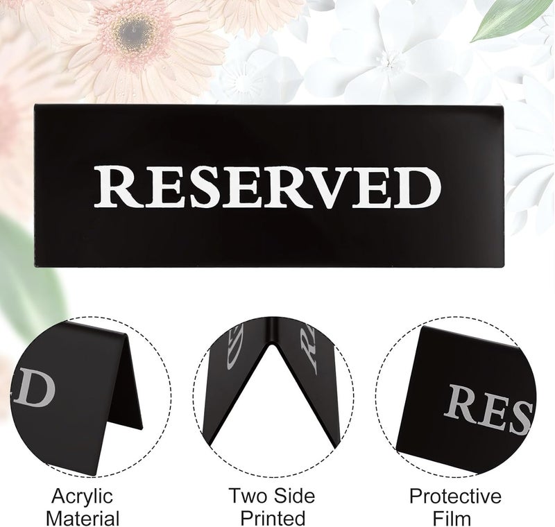 SENENQU 20 PCS Reserved Table Sign Acrylic Table Tent Wedding Sign Guest Reservation Double Sided Table Stand Seat Sign Reserved Seating Signs for Restaurant Wedding Chairs 6 x 2 Inch - Image 3