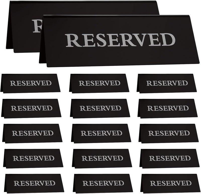 SENENQU 20 PCS Reserved Table Sign Acrylic Table Tent Wedding Sign Guest Reservation Double Sided Table Stand Seat Sign Reserved Seating Signs for Restaurant Wedding Chairs 6 x 2 Inch - Image 1