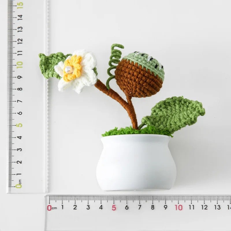 Bluejw Finished Artificial Flower Crochet Vegetables & Fruits Series Potted Simulation Green Plant Small Ornaments Lovely Handmade Gifts, Artificial Vegetables Decor - Image 5