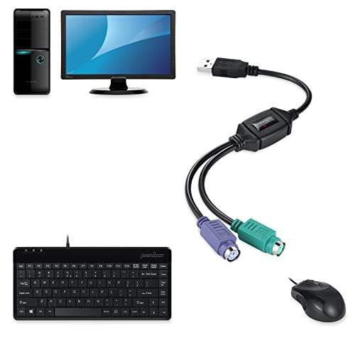 Perixx PERIPRO-401 PS2 to USB Adapter for Keyboard and Mouse - Built-in USB Controller - Black - Image 2