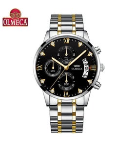Olmeca Olmeca 78M waterproof quartz watch with a metal bracelet and a black and gold dial  - Image 1