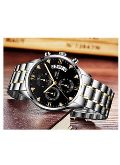 Olmeca Olmeca 78M waterproof quartz watch with a metal bracelet and a black and gold dial  - Image 3
