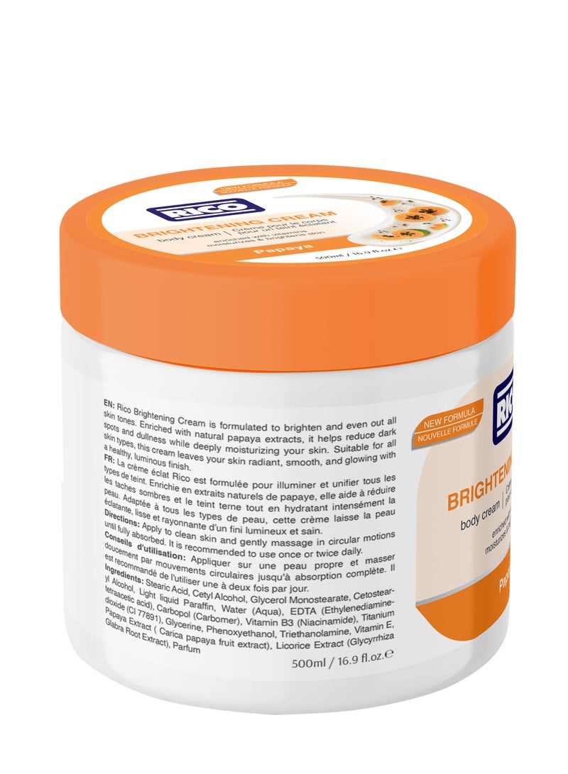 RICO Brightening Body Cream with Papaya Extract, Vitamin B3, Vitamin E, 500 ml, All Skin Types - Image 3