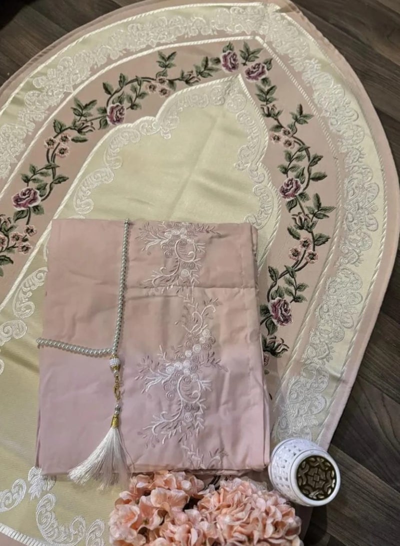 Gerenic Women's prayer rug set with sheet, rosary and incense burner