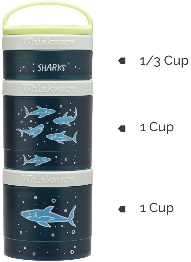 Whiskware Whiskware Sharks Stackable Snack Containers for Kids and Toddlers, 3 Stackable Snack Cups for School or Travel  - Image 3