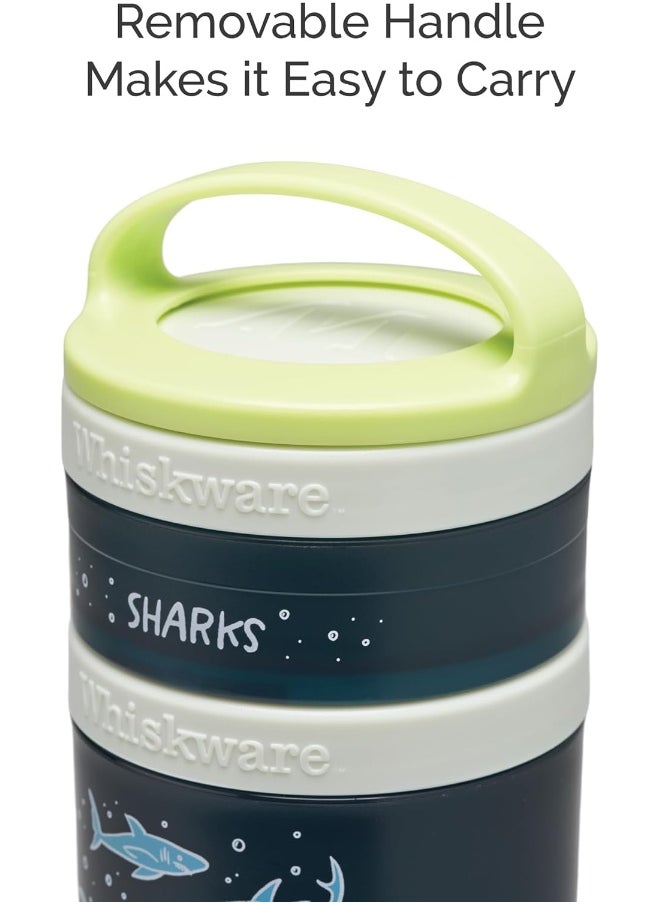 Whiskware Whiskware Sharks Stackable Snack Containers for Kids and Toddlers, 3 Stackable Snack Cups for School or Travel  - Image 4