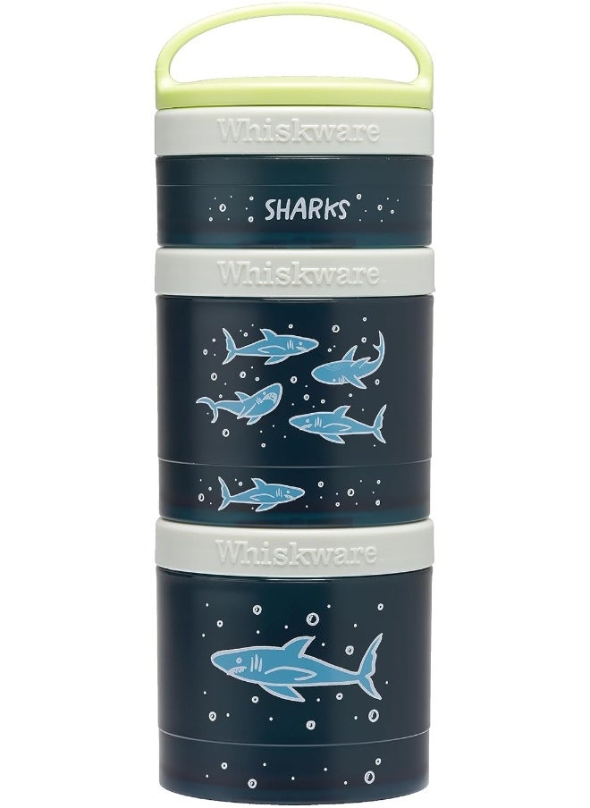 Whiskware Whiskware Sharks Stackable Snack Containers for Kids and Toddlers, 3 Stackable Snack Cups for School or Travel  - Image 1