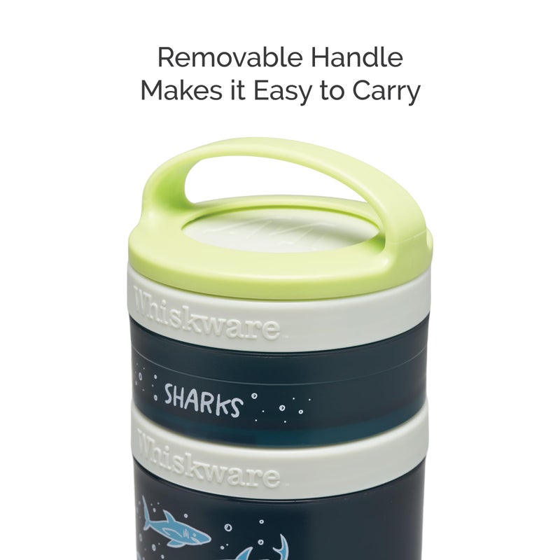 Whiskware Stackable Snack Containers for Kids and Toddlers, 3 Stackable Snack Cups for School or Travel, Sharks - Image 4