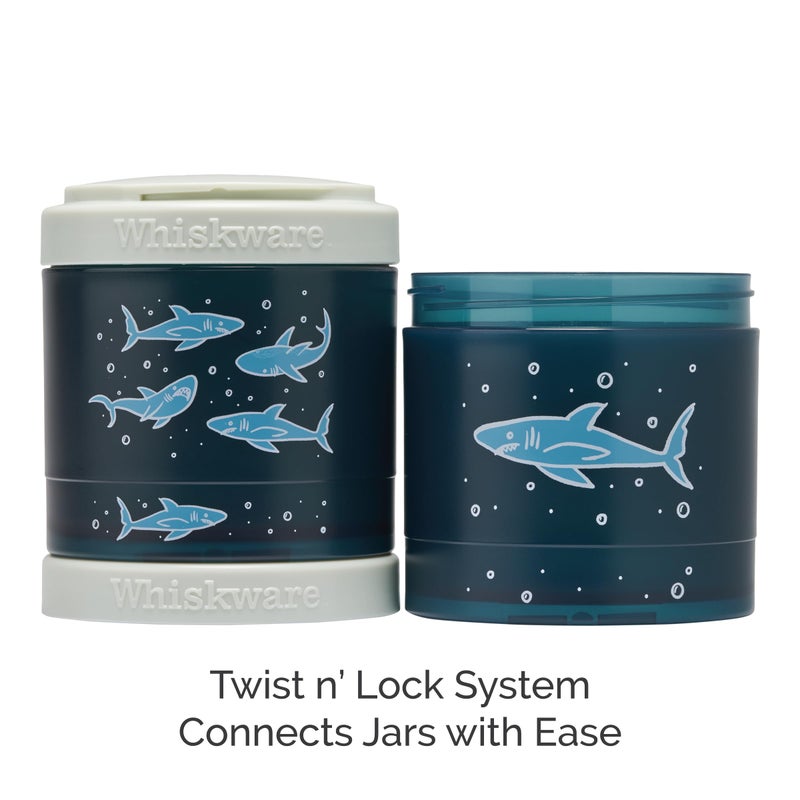 Whiskware Stackable Snack Containers for Kids and Toddlers, 3 Stackable Snack Cups for School or Travel, Sharks - Image 2