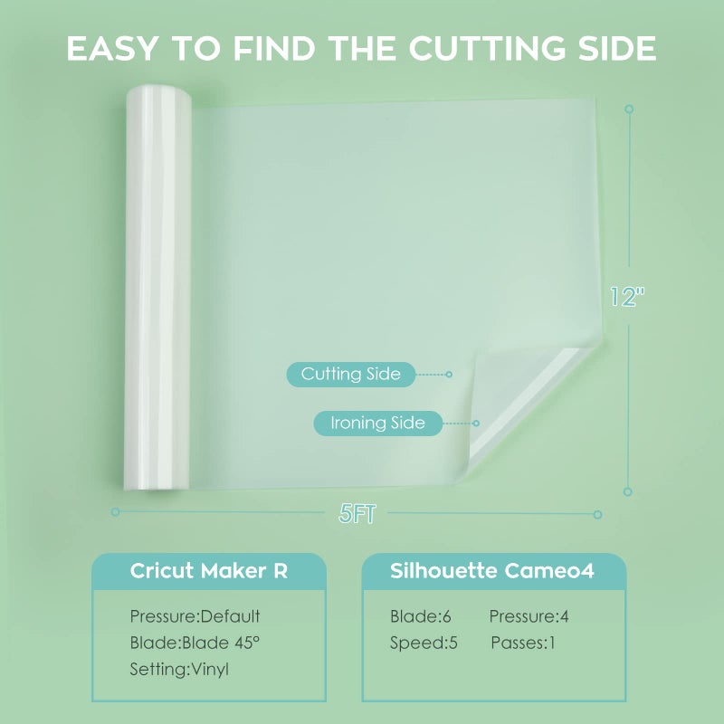 HTVRONT Clear Sublimation HTV Matte - 12" X 5FT Upgraded Sublimation Vinyl - Wash Durable Clear Dye Sub HTV for Light-Colored Cotton Fabric - Image 5