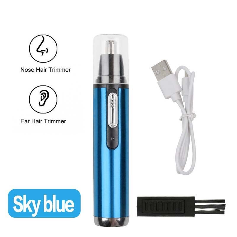 Generic B- degree electric nose hair trimmer mens USB rechargeable eyebrow trimmer mini Shaver sideburns nose hair trimmer YD-103 sky blue 