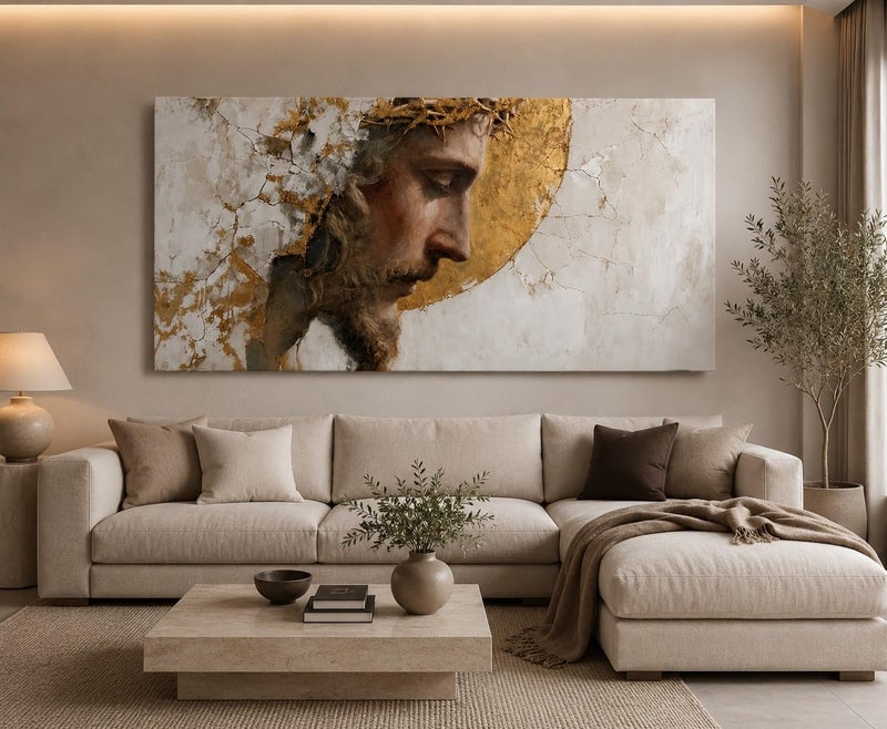 ARS Graphics ARS® Jesus Canvas Wall Art 60 X 90 CM Modern Abstract Religious Christ Portrait Painting - Image 2