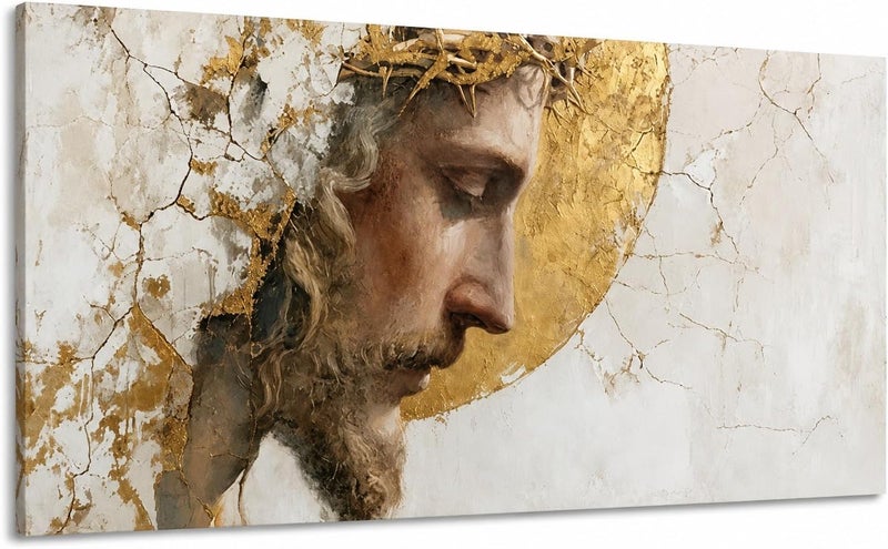 ARS Graphics ARS® Jesus Canvas Wall Art 60 X 90 CM Modern Abstract Religious Christ Portrait Painting - Image 1