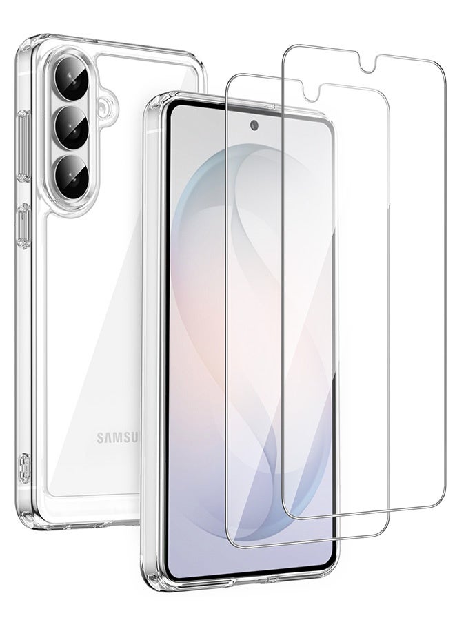 Tersely [3 in 1] 2 Pack Tempered Glass Screen Protector for Samsung Galaxy S26 5G, with Ultra Slim Clear Case, Premium Film, Shockproof, Case-Friendly, 9H Hardness - Image 1