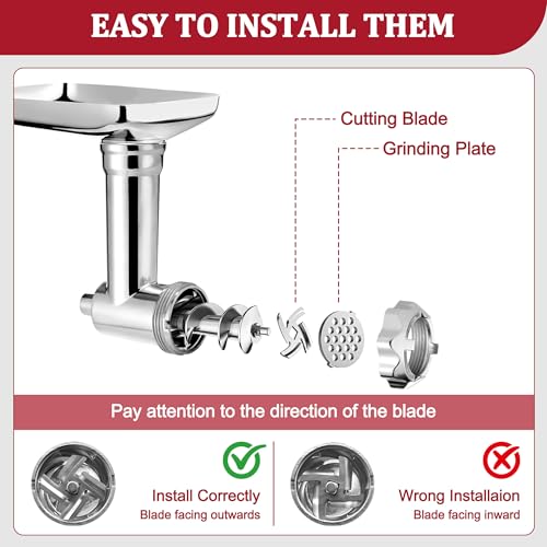 Aligat Metal Food Grinder Attachment for KitchenAid Stand Mixers Includes Sausage Stuffer Tubes,Durable Meat Grinder Food Processor Attachment for kitchenAid,with a Wealth of Accessories - Image 3
