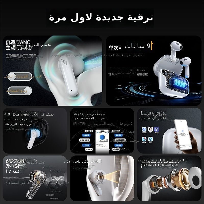 إكسبيريا سماعات XIBERIA AS10 لاسلكية شبه داخل الأذن مع إلغاء الضوضاء الذكي وتقنية بلوتوث، أبيض عاجي، بطارية 9 ساعات - Image 3