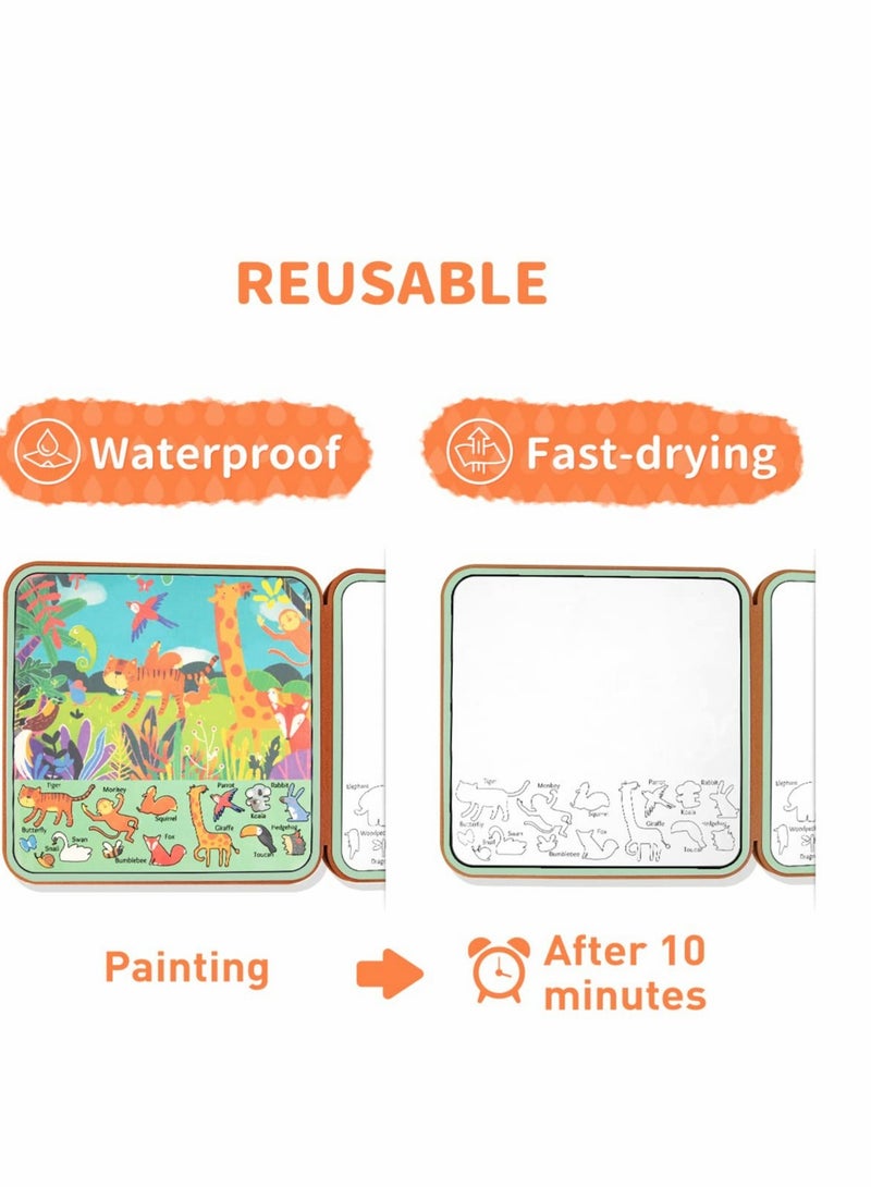 Excefore Water Magic Colouring Book, Magic Painting Books with Water, Painting Books for Kids, Travel Toys for Toddlers on Plane, Educational Gifts for Children Toddler Ages 3+ Years - Forest Animals  - Image 4