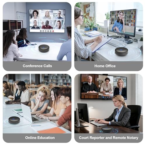 BALILA CM900 Conference Speaker and Microphone, 4 AI Mics 360° 20ft (7m) Voice Pickup, Noise Reduction, USB C & Bluetooth 5.3 (20m & 66ft) Speakerphone for 16 People, Compatible with Leading Platforms - Image 5