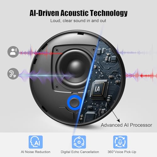 BALILA CM900 Conference Speaker and Microphone, 4 AI Mics 360° 20ft (7m) Voice Pickup, Noise Reduction, USB C & Bluetooth 5.3 (20m & 66ft) Speakerphone for 16 People, Compatible with Leading Platforms - Image 3