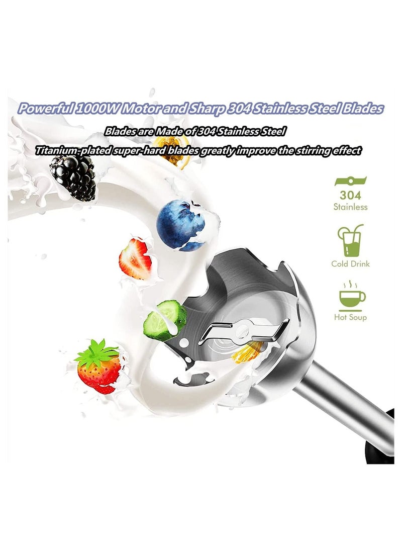 Gonice - Hand Blender,4-in-1 Handheld Blender,1000W Motor Immersion Immersion Blender,with Stainless Steel Stick Blender,Beaker,Chopper and Whisk for Baby Food,Smoothie, Sauces,Puree - Image 1