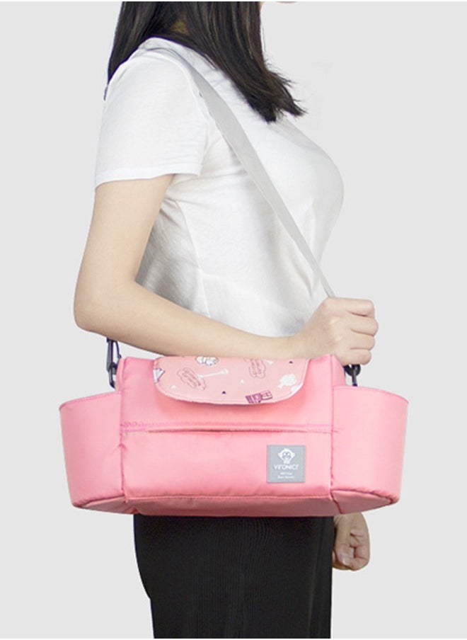 Baby stroller bag multifunctional universal large capacity pink baby stroller storage bag stroller mobile phone bag suitable for outdoor