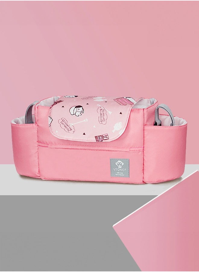 Baby stroller bag multifunctional universal large capacity pink baby stroller storage bag stroller mobile phone bag suitable for outdoor