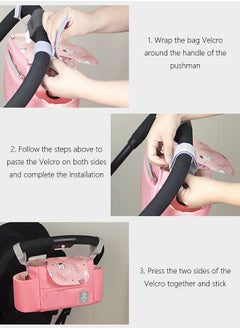 Occuwzz Baby stroller bag multifunctional universal large capacity pink baby stroller storage bag stroller mobile phone bag suitable for outdoor  - Image 3